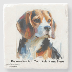 Cute Browns Beagle /PERSONALIZE Stone Coaster