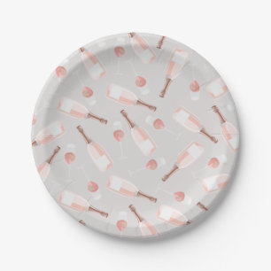 Cute Brunch and Bubbly Champagne Pattern Paper Pla Plate