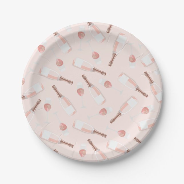 Cute Brunch and Bubbly Champagne Pattern Paper Plate (Front)