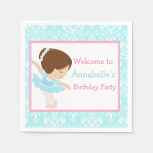 Cute Brunette Ballerina Birthday Party Napkin
