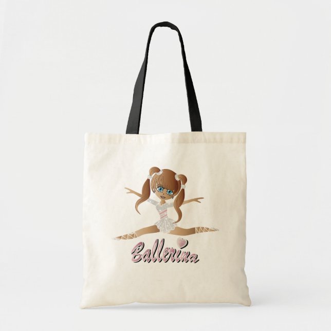 Cute Brunette Ballerina Girl Dancer Tote Bag (Front)