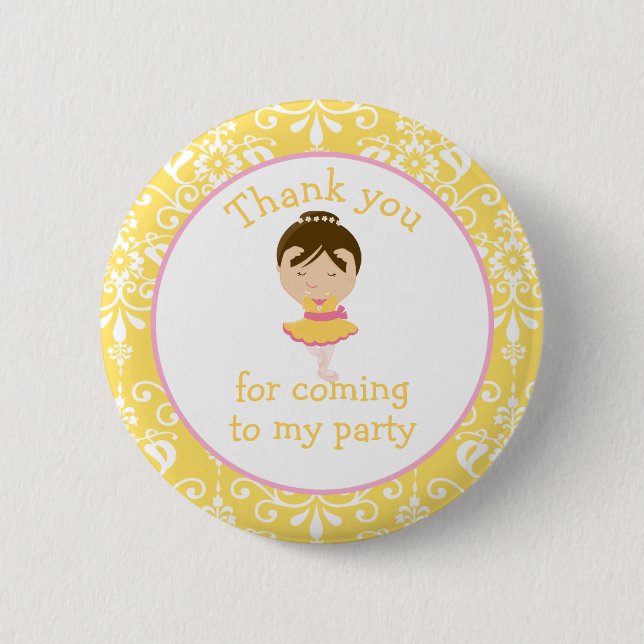 Cute Brunette Ballerina 'I went to' 6 Cm Round Badge (Front)