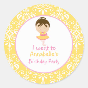 Cute Brunette Ballerina 'I went to' Classic Round Sticker