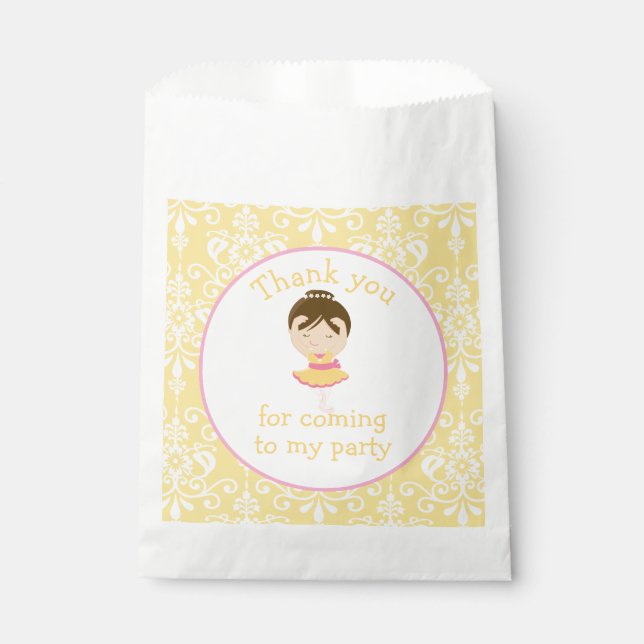 Cute Brunette Ballerina 'I went to' Favour Bags (Front)