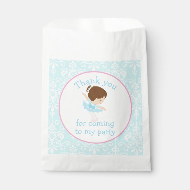 Cute Brunette Ballerina 'I went to' Favour Bags (Front)