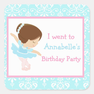Cute Brunette Ballerina 'I went to' Square Sticker
