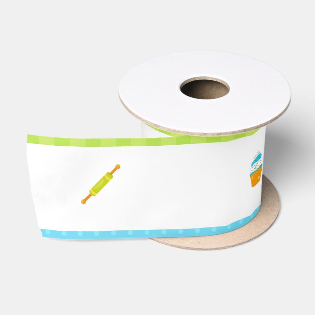 Cute Brunette Boy Baking Satin Ribbon (Spool)