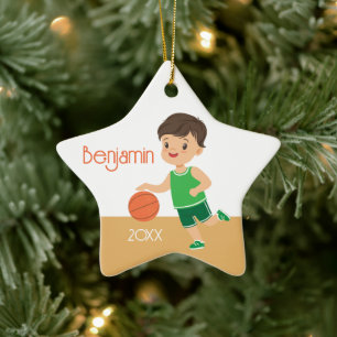 Cute Brunette Boy Ceramic Tree Decoration