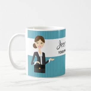 Cute Brunette Business Woman Illustration Coffee Mug