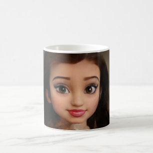 Cute brunette doll child coffee mug