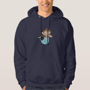 Cute Brunette Mermaid Girl Fish Design Hoodie