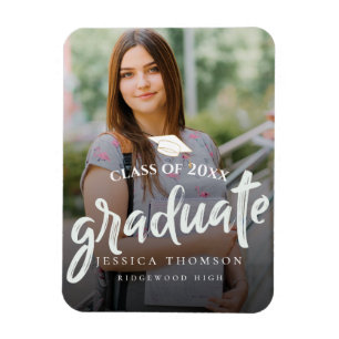 Cute Brush Font Class Of 2025 Graduate Photo Magnet