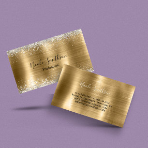 Cute brushed gold faux silver glitter business card