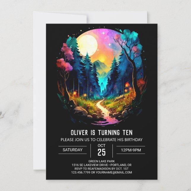 Cute Brushwood Into the Woods Birthday Invitation (Front)