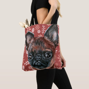Cute Brussels Griffon Dog Flower Pattern Tote Bag