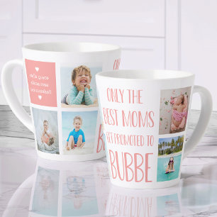 Cute Bubbe Grandchildren Photo & Name Latte Mug