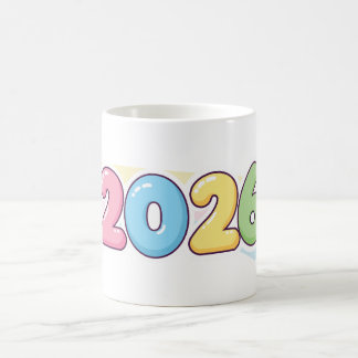 Cute Bubble 2026 Typography – Candy Gloss Pastel  Coffee Mug