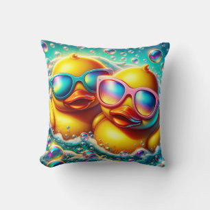 "Cute Bubble Bath Rubber Ducklings" Cushion