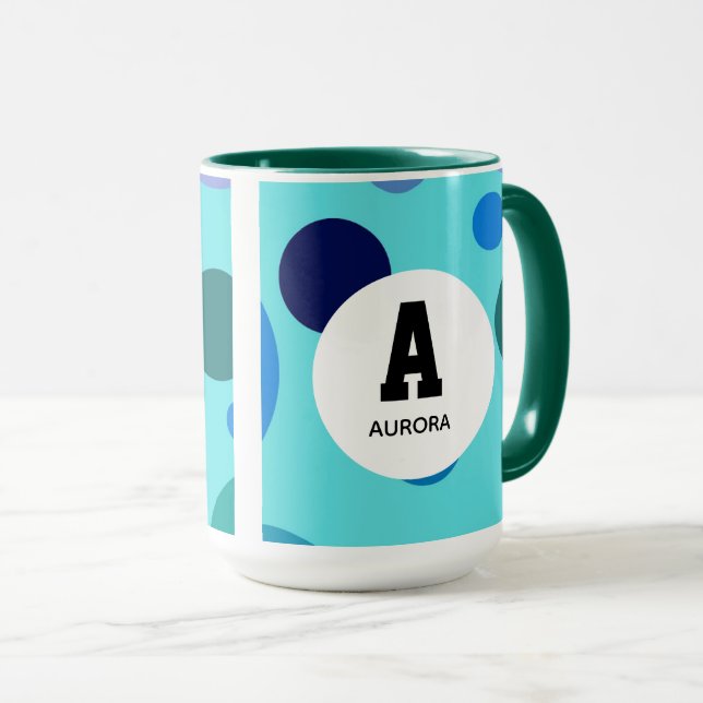 Cute Bubble design with Customizable Name Initial Mug (Front Right)