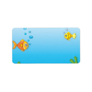 cute bubble fish underwater scene label
