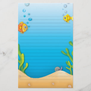 cute bubble fish underwater scene stationery