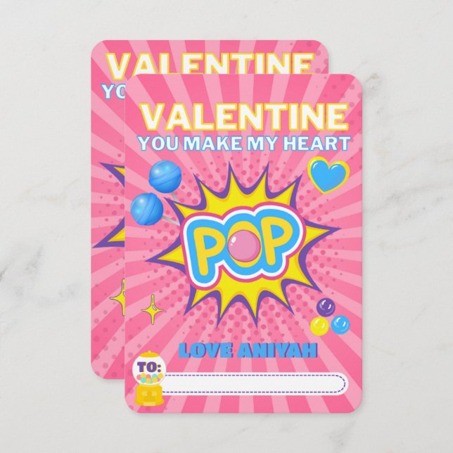 Cute Bubble Gum Classroom Valentine Photo Card (Front/Back)