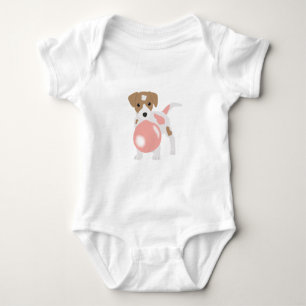 Cute Bubble Gum Dog Puppy Blowing Bubble Baby Bodysuit
