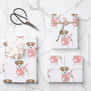 Cute Bubble Gum Dog Puppy Blowing Bubble Wrapping Paper Sheet