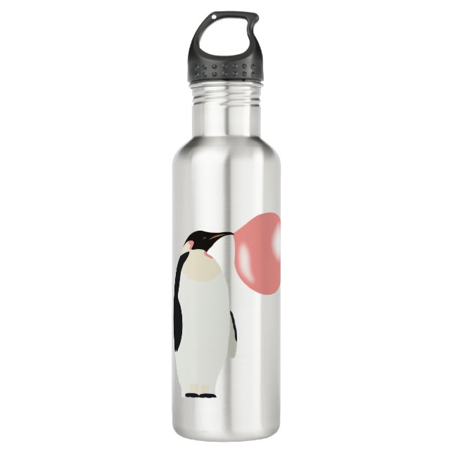 Cute Bubble Gum Penguin Blowing Bubble 710 Ml Water Bottle (Front)
