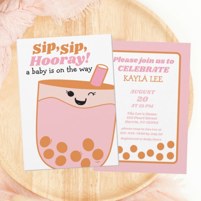 Cute Bubble Tea Boba Baby Shower Invitation (Creator Uploaded)
