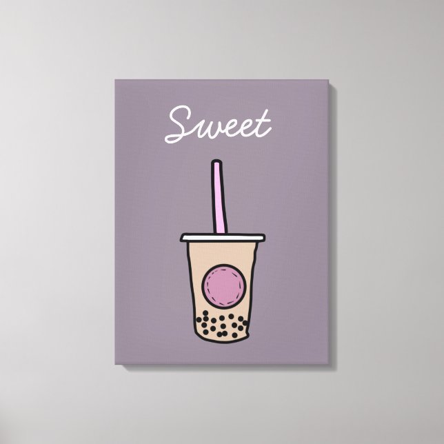 Cute bubble tea canvas print (Front)