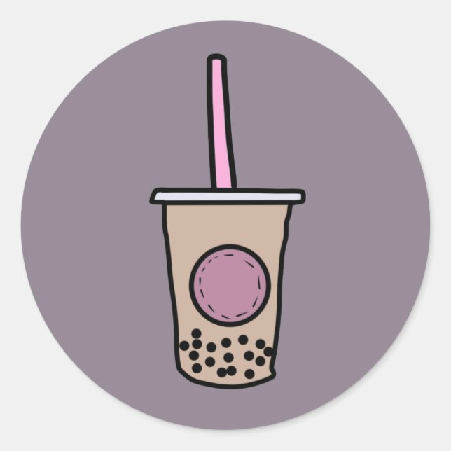 Cute bubble tea classic round sticker (Front)