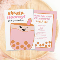 Cute Bubble Tea Girls Birthday Party