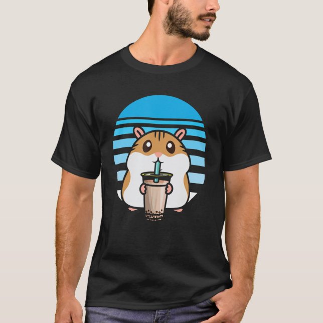 Cute Bubble Tea Hamster   Boba Tea Fanatic Hamster T-Shirt (Front)