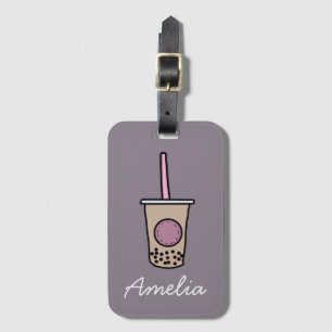 Cute bubble tea luggage tag