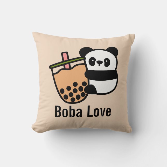 Cute Bubble Tea & Panda Bear Cushion (Front)