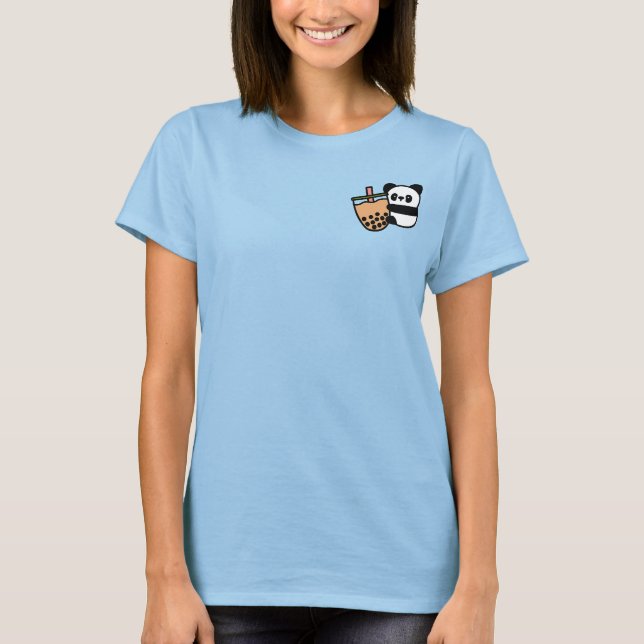 Cute Bubble Tea & Panda Bear T-Shirt (Front)