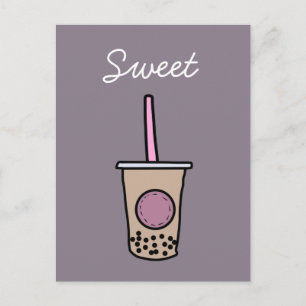 Cute bubble tea postcard