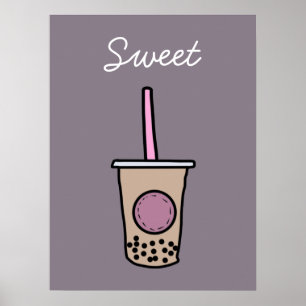 Cute bubble tea poster