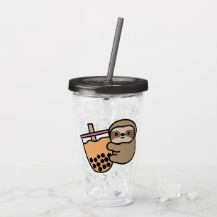 Cute Bubble Tea & Sloth Acrylic Tumbler