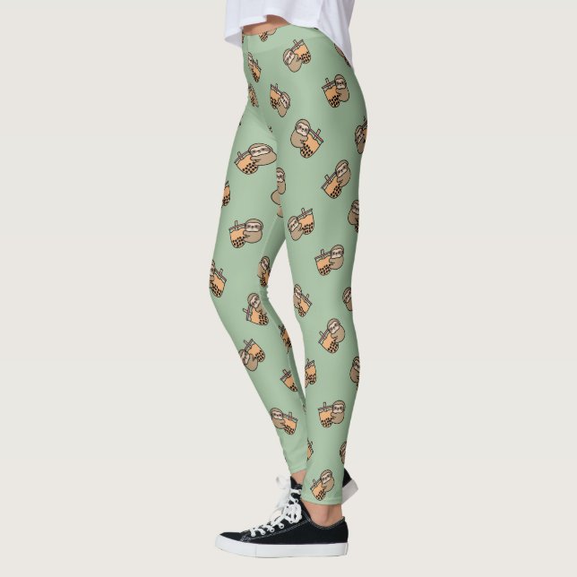 Cute Bubble Tea & Sloth Leggings (Left)