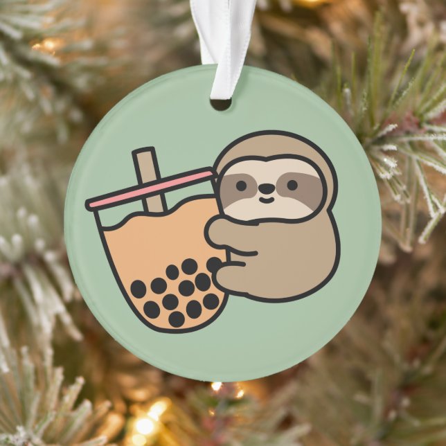 Cute Bubble Tea & Sloth Ornament (Tree)