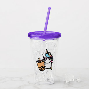 Cute Bubble Tea & Unicorn Acrylic Tumbler