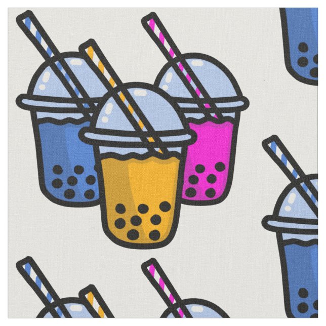 cute bubble teas fabric (Close Up)