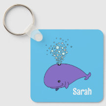 Cute Bubble Whale Personalised Keychain