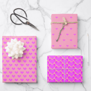 Cute Bubblegum Pink Lilac Love Hearts Valentines Wrapping Paper Sheet