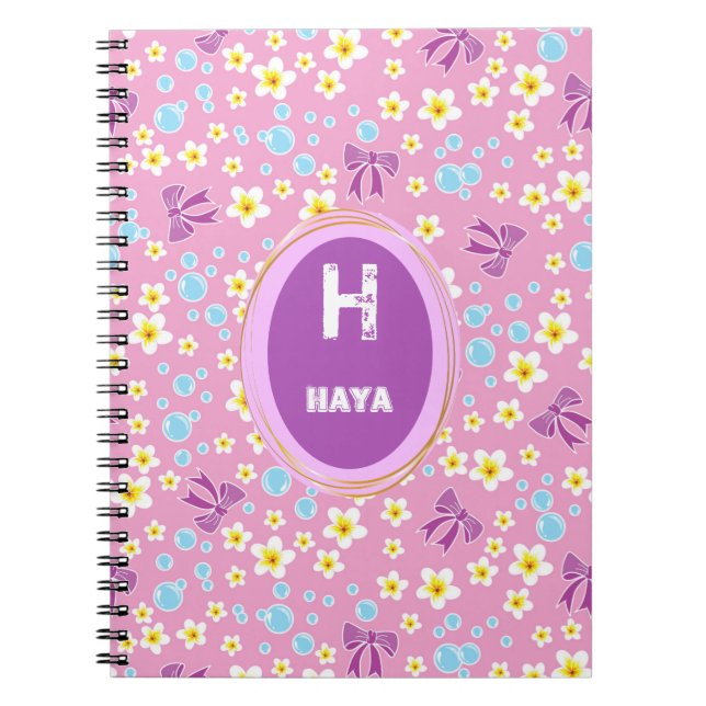 cute bubbles,flower, bow kids pattern notebook (Front)