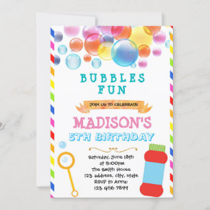 Cute bubbles word card invitation
