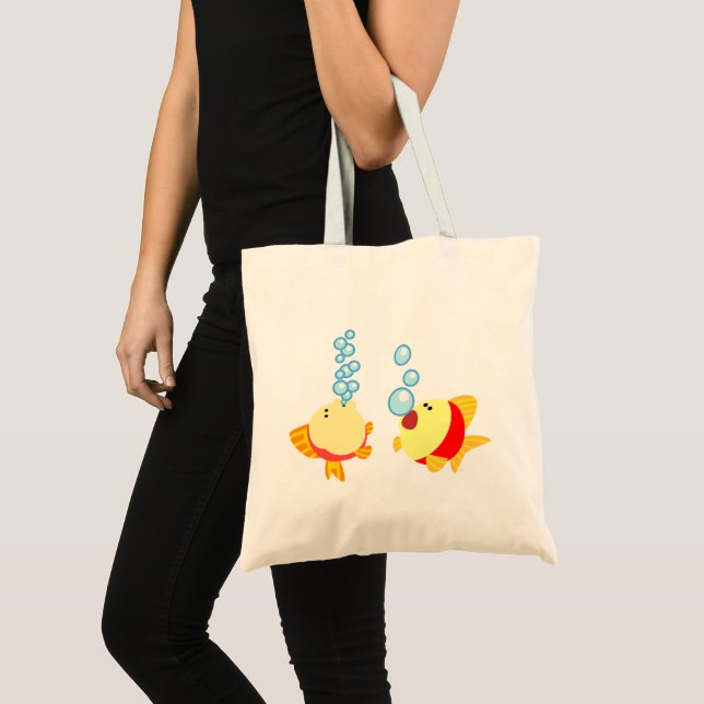 Cute Bubbling Cartoon Fish Tote Bag (Front (Product))
