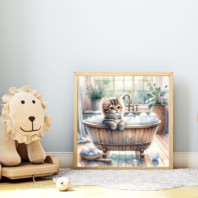 Cute Bubbly Kitten Bath Time Poster (Creator Uploaded)